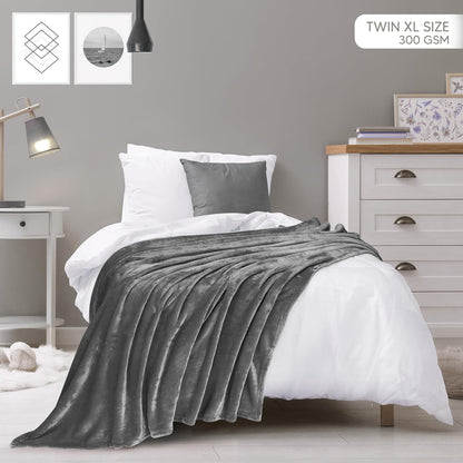 Utopia Bedding Fleece Blanket - Luxury Soft Microfiber Twin XL Size | Grey 300GSM (90x76 Inch)
