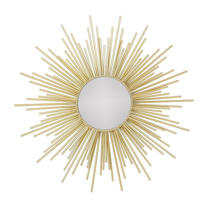 Sunburst Wall Mirror - Gold Iron Frame, 32.25"