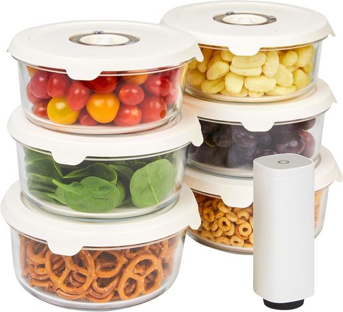 HOLDN’ STORAGE Vacuum Food Storage Containers - Set of 6 BPA-Free Glass, Leak-Proof for Freshness & Meal Prep