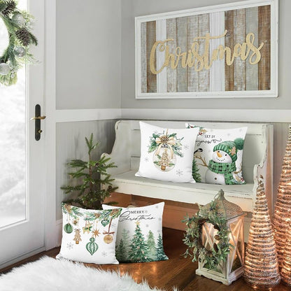 Bonhause Christmas Throw Pillow Covers 20x20 Inch Set of 4 — Winter 5+20"x20" Variation