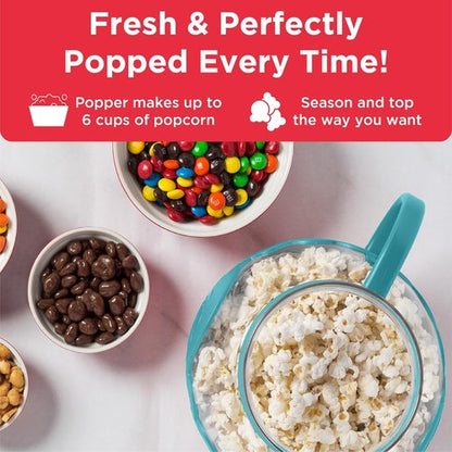 Ecolution Micro-Pop Microwave Popcorn Popper - 1.5-Quart BPA-Free Glass with 3-in-1 Lid | Teal