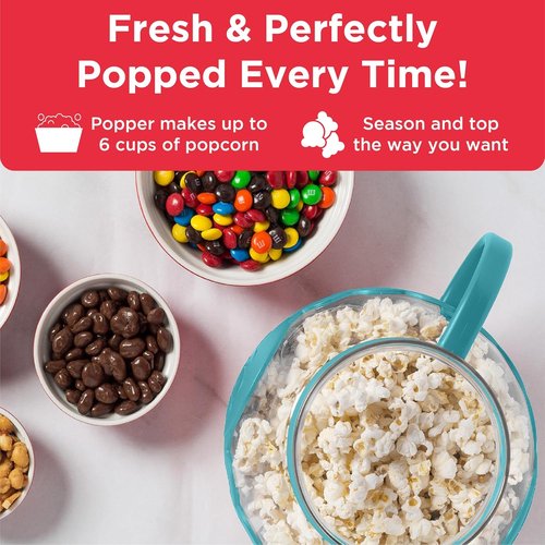 Ecolution Microwave Popcorn Popper - Patented 3-in-1 Lid, BPA-Free, 1.5-Quart, Teal