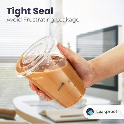 Fit Meal Prep 20 oz Plastic Iced Coffee Cups - 100 Pack, BPA-Free with Flat Lids & Straws | Perfect for Parties & Cold Drinks