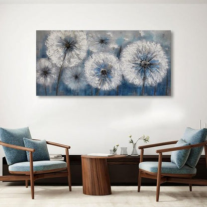 Large Dandelion Canvas Wall Art - Modern Floral Decor for Living Room & Bedroom
