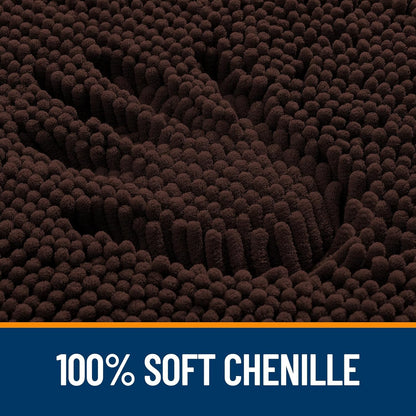 OLANLY Large Bath Rugs - Extra Soft Chenille with Quick-Dry Rubber Backing | 45x27 Inches, Brown