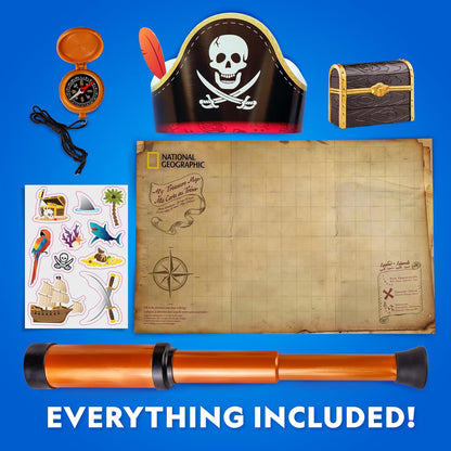 National Geographic Pirate Adventure Kit - Dig for Treasure, Create Pirate Hat & Map | STEM Toys for Kids