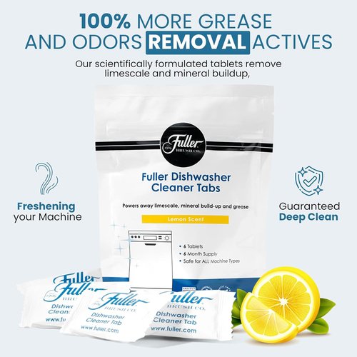 Fuller Dishwasher Cleaner Tabs - Lemon Scent | Eliminates Limescale & Grease - Septic Safe (Pack of 1)