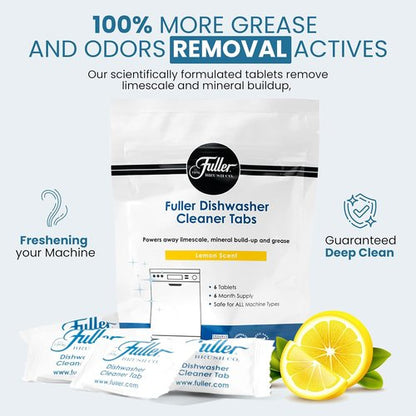 Fuller Dishwasher Cleaner Tabs - Lemon Scent | Eliminates Limescale & Grease - Septic Safe (Pack of 1)