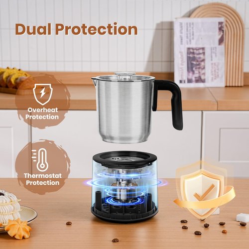 Gevi Hot Chocolate Maker with 5 in 1 Milk Frother and Steamer, Professional Milk Steamer, 17 oz/3.5 oz, Stainless Steel, Hot and Cold Milk Frother for Latte, Macchiato, Cappuccino and Hot Chocolate