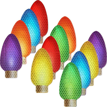 Reflective Christmas Car Magnets - 6 Light Magnets & 6 Wire Magnets for Cars & Fridges