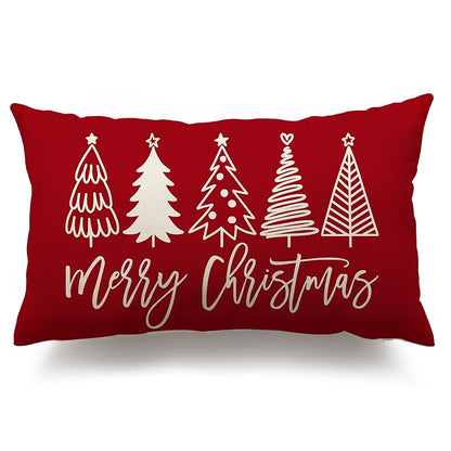 Red 12x20 Pillow Cover - Farmhouse Christmas Lumbar Throw Pillow Case