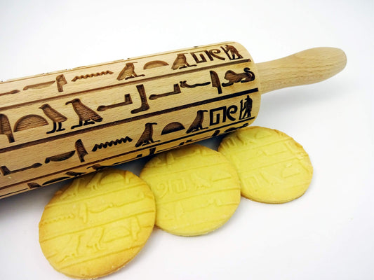 EGYPT HIEROGLYPHS EMBOSSING ROLLING PIN LASER ENGRAVED ROLLING PIN for EMBOSSED COOKIES GIFT for FRIEND