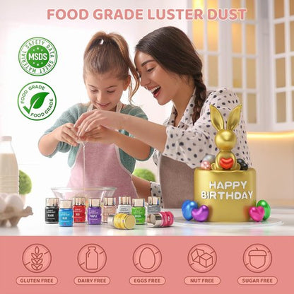 Cherrysea Luster Dust Edible Shimmer Powder - 15g Rose Gold Food Coloring for Cakes & Cocktails