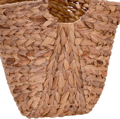 Household Essentials ML-4002 Tall Wicker Basket - Water Hyacinth with Handles | Natural Brown Finish