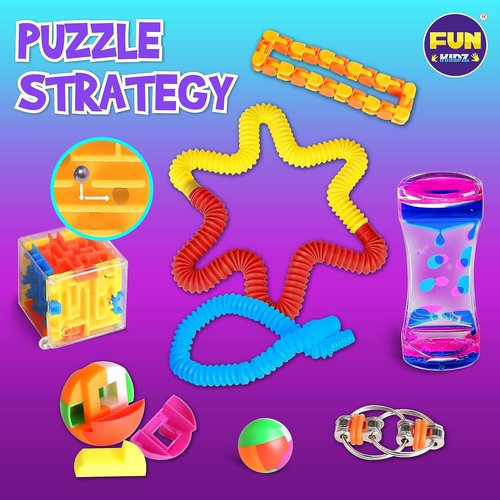 FunKidz Fidget Pack Box - Sensory Toys for Kids 4-12 | Portable Treasure Box for Parties & Gifts