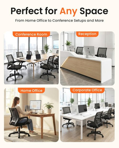 NEO CHAIR Office Desk Computer Chair Ergonomic Mesh Gaming Cushion Seat with Comfy Lumbar Mid Back Support Adjustable Height Swivel Rolling Wheels for Home Task (Black)