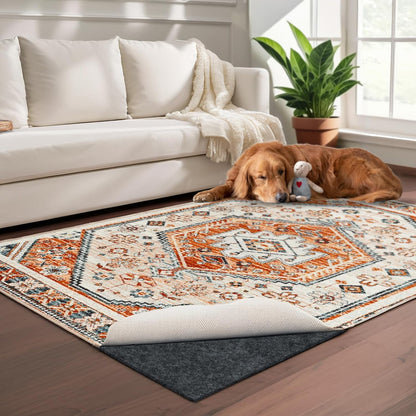 Skiennix 100% Waterproof Rug Pad - Non-Slip 8x10 ft Carpet Pad for All Floors | Secure & Soft Support