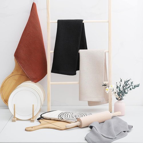 Homaxy Kitchen Dish Towels - Ultra Soft 100% Cotton Waffle Weave, Quick Drying, 13 x 28 Inches, 6-Pack, Rust