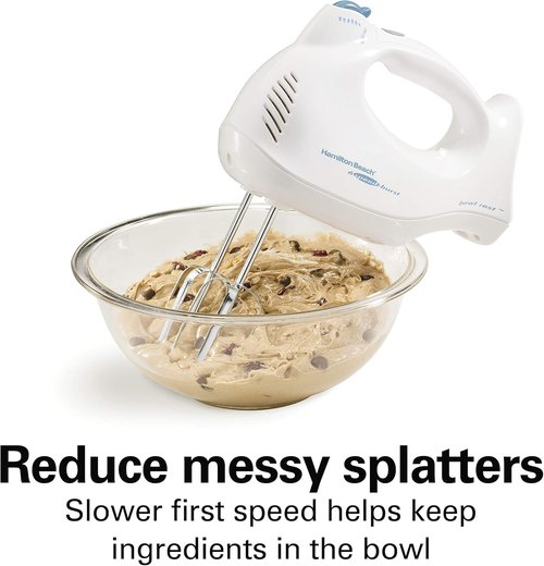 Hamilton Beach Electric Hand Mixer - 6-Speed with QuickBurst & Storage Case, 250W, White (62695V)