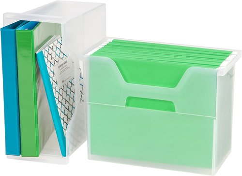 IRIS USA Medium Portable Desktop File Box - Open Lid Design, 6 Pack, Ideal for Letter Size Documents & Magazines