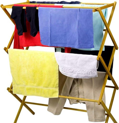 HOME IT Wooden Clothes Drying Rack - Collapsible Bamboo Laundry Rack for Efficient Drying - Heavy Duty & Pre-Assembled