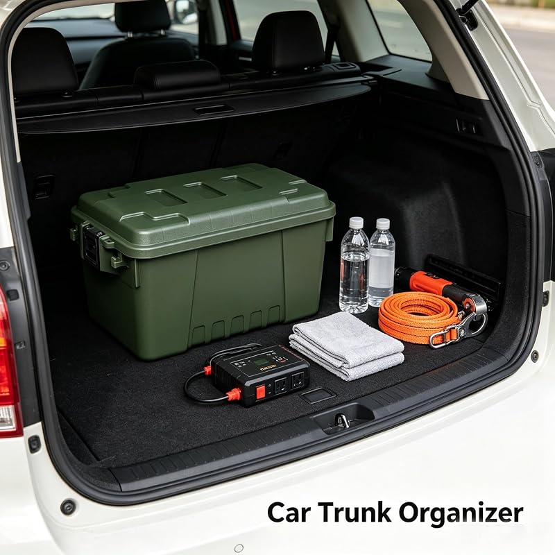 14 Gallon Lockable Weather-Resistant Plastic Storage Trunk with Wheels and Recessed Handles - Green
