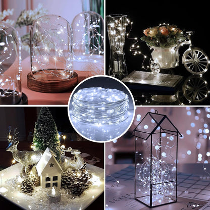 Skiennix 20 Pack Fairy Lights - Battery Operated 7ft Mini String Lights | Twinkle Silver Wire for Weddings & Christmas Decor