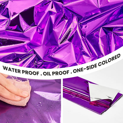 PartyWoo Purple Foil Tablecloth - Waterproof Metallic Rectangle Cover | 54 x 108 Inch, 3 Pack for Events
