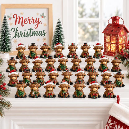 96 Pcs Christmas Mini Highland Cow Figurines - RattanView Variation of THIS listing