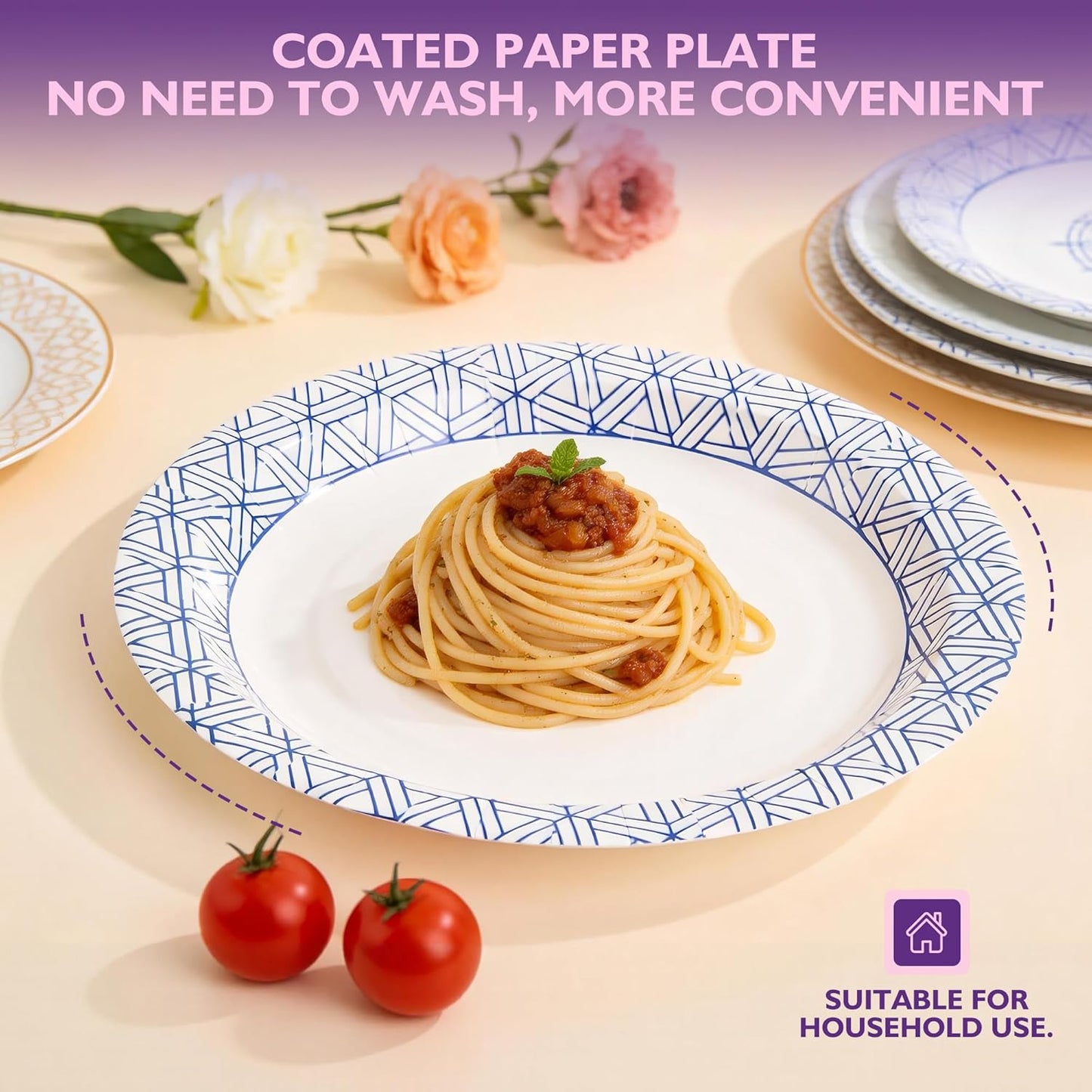 Regine Switzerland Disposable Paper Plates - Heavy Duty 8.5 Inch, Soak Proof, 300 Count for Parties & Picnics