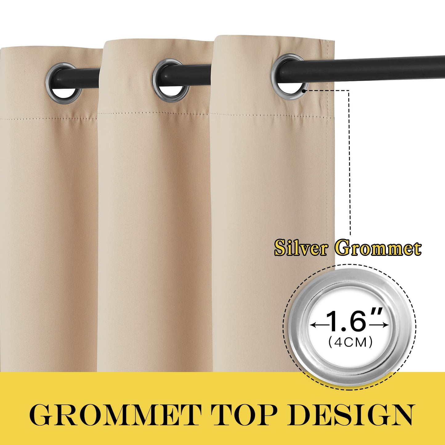 NICETOWN Extra Wide Patio Door Curtain - Energy Smart & Noise Reducing Grommet Thermal Insulated Wide Width Drapes, Sliding Door Curtain for Guestroom(Biscotti Beige, W100 x L84)