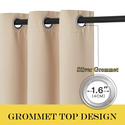 NICETOWN Extra Wide Patio Door Curtain - Energy Smart & Noise Reducing Grommet Thermal Insulated Wide Width Drapes, Sliding Door Curtain for Guestroom(Biscotti Beige, W100 x L84)