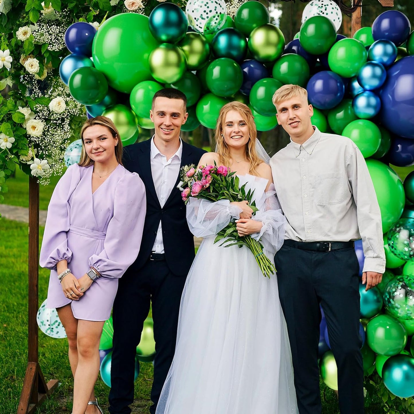 Skiennix Balloon Garland Arch Kit - Dark Blue & Green Latex Balloons with Confetti | Perfect for Weddings & Parties