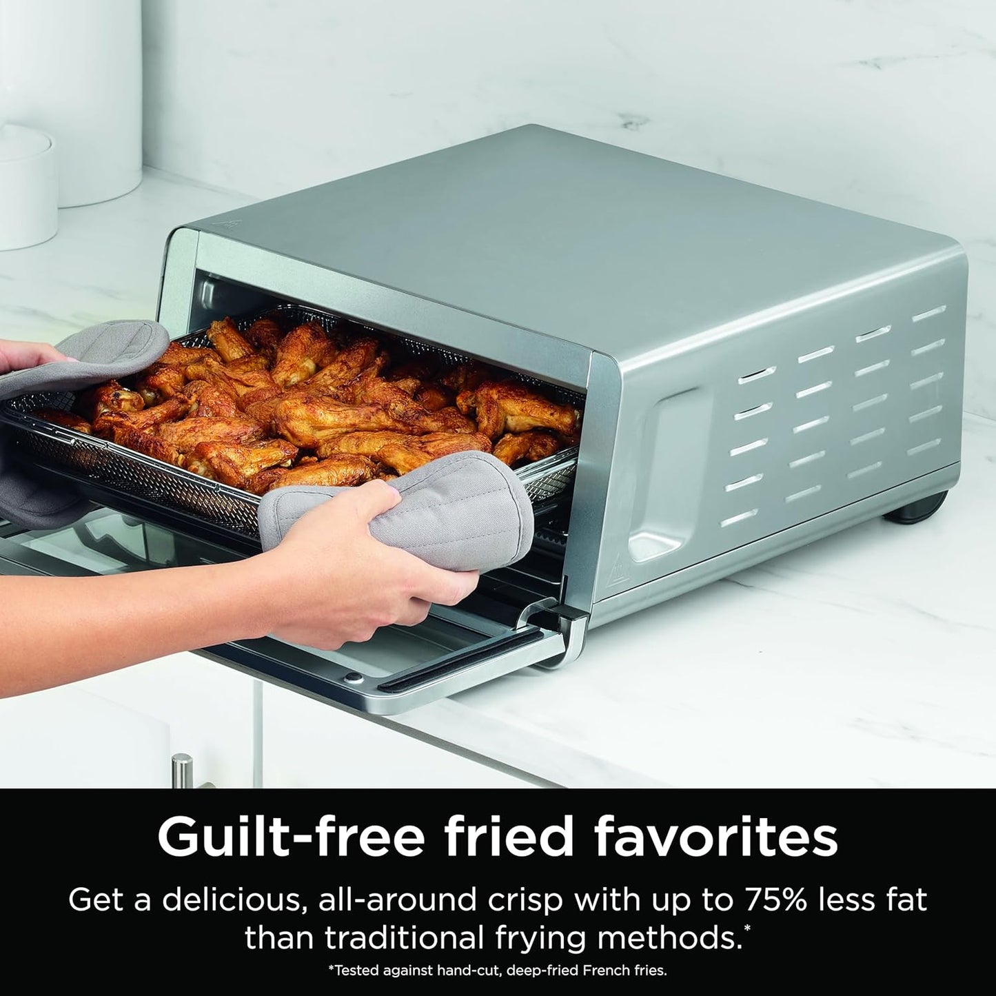 Ninja Air Fryer Toaster Oven Combo - 8-in-1 Versatile Cooking | Space-Saving Flip Up Design | 1800 Watt Stainless Steel