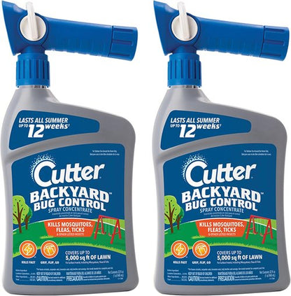 Cutter Backyard Bug Control Spray Concentrate - Kills Mosquitoes, Fleas & Ants | 32 fl Ounce (2 Pack)
