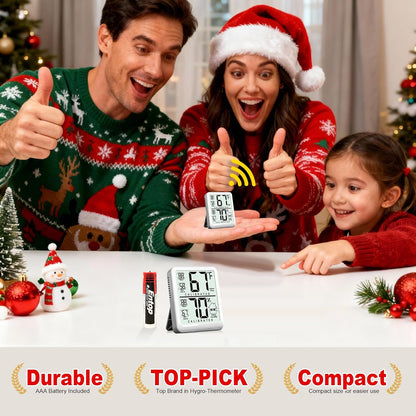 Antonki Digital Room Thermometer - Compact Indoor Hygrometer with Max/Min Records | Battery Included