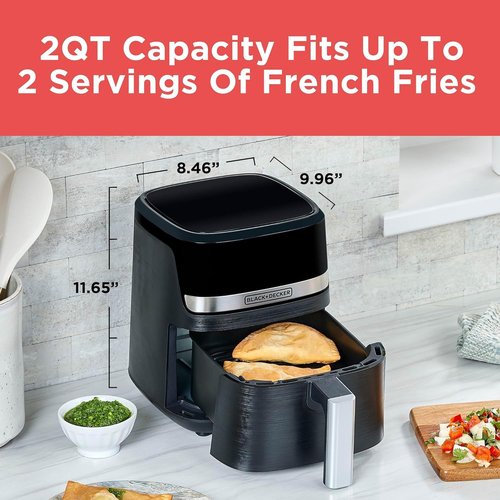 BLACK+DECKER Purifry 2QT Air Fryer - Enjoy Crispy Fried Taste Without the Fat | Digital Touchscreen & Auto Shut-Off