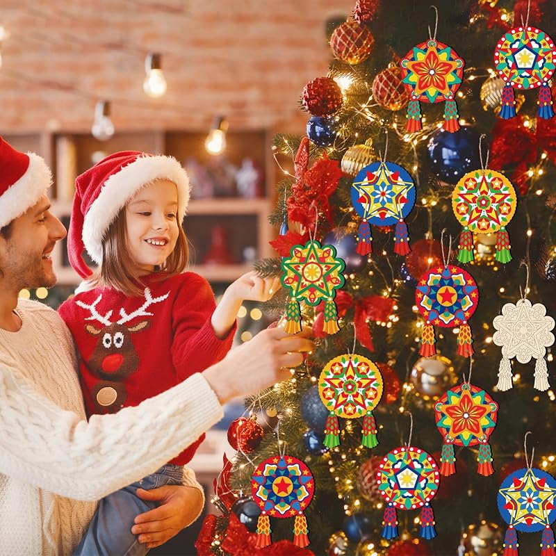 DIY Capiz Star Christmas Ornaments - 24-Piece Color Your Own Parol Lantern Set (Variation: DIY Capiz Star)