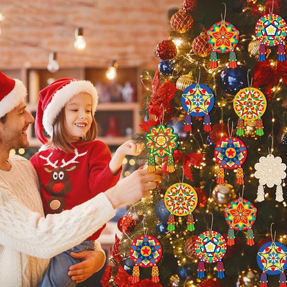 DIY Capiz Star Christmas Ornaments - 24-Piece Color Your Own Parol Lantern Set (Variation: DIY Capiz Star)