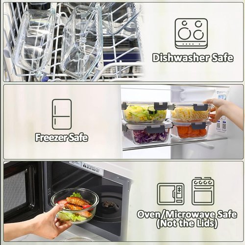 MCIRCO Glass Food Storage Containers - 30-Piece Airtight Meal Prep Set with Snap Locking Lids | Microwave & Oven Safe