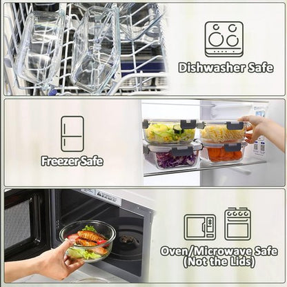 MCIRCO Glass Food Storage Containers - 30-Piece Airtight Meal Prep Set with Snap Locking Lids | Microwave & Oven Safe