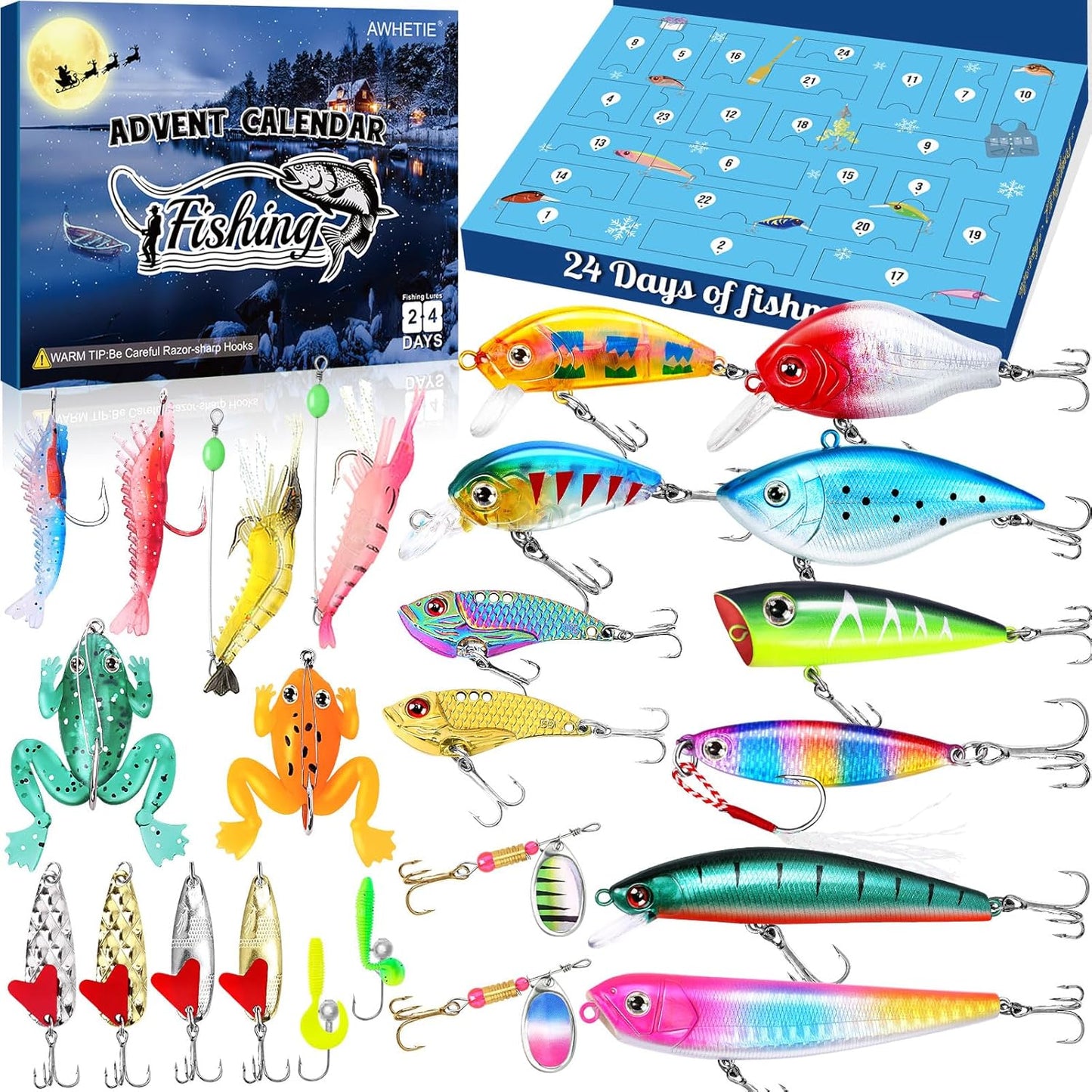 Skiennix Fishing Advent Calendar 2025 - 24 Days of Fishing Lures for Men & Teens | Perfect Holiday Countdown