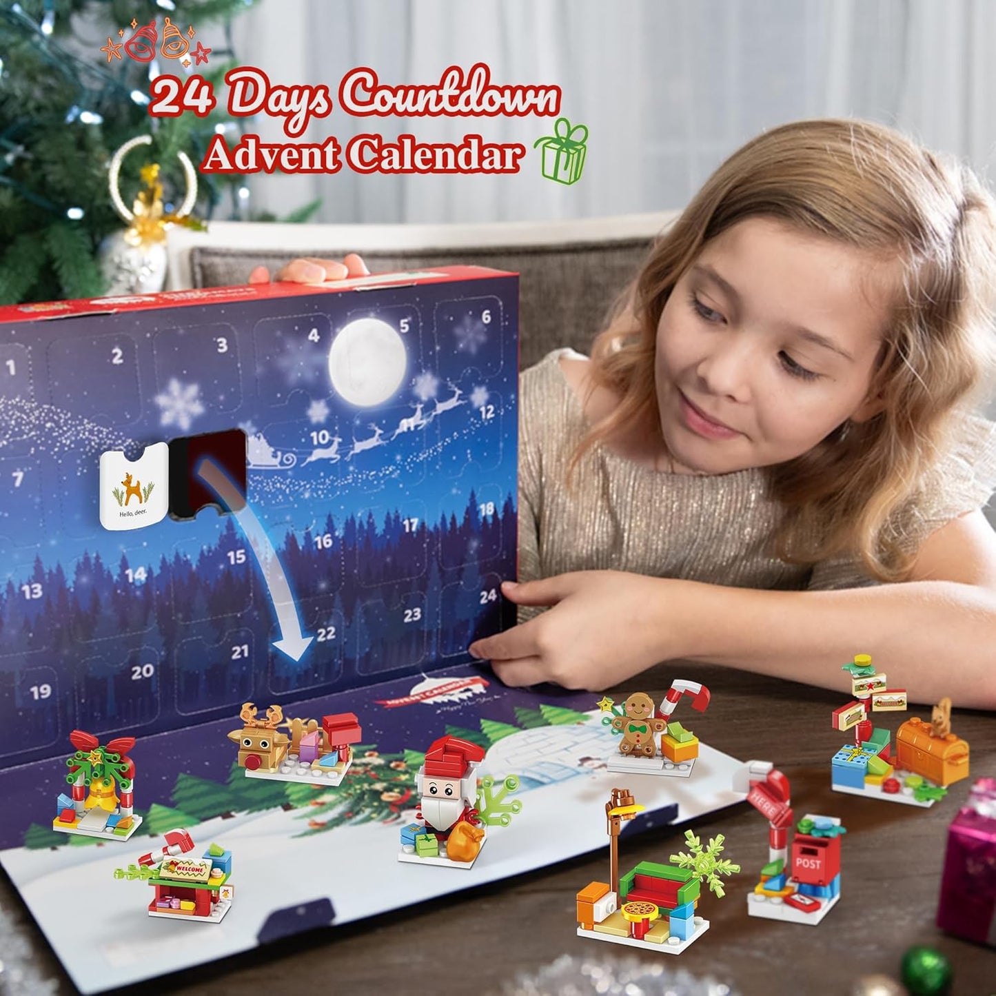 Santa’s Workshop Advent Calendar 2025 - 24-in-1 Holiday Countdown Gift for Kids Ages 6+ | Surprise Figures & Building Blocks
