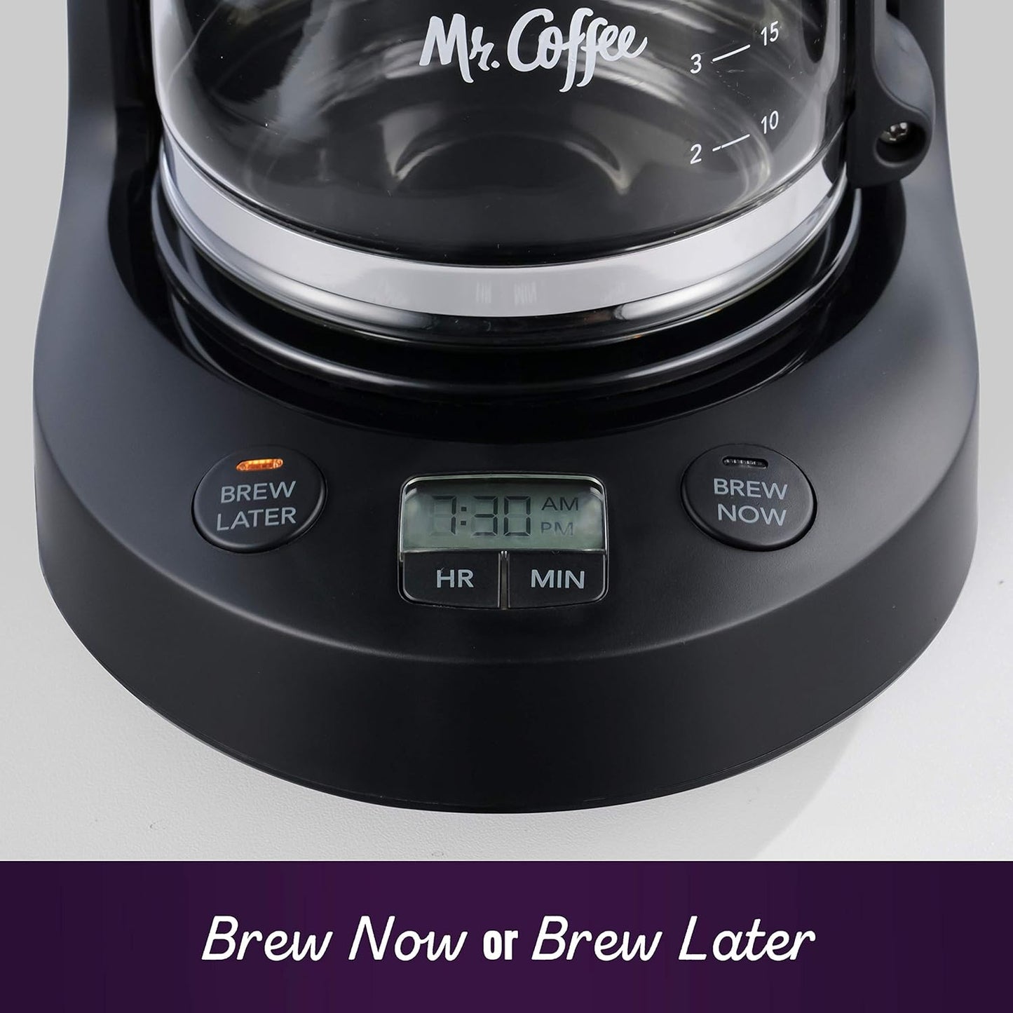 Mr. Coffee 5-Cup Programmable Coffee Maker - Auto Pause Feature, Compact Design, Black