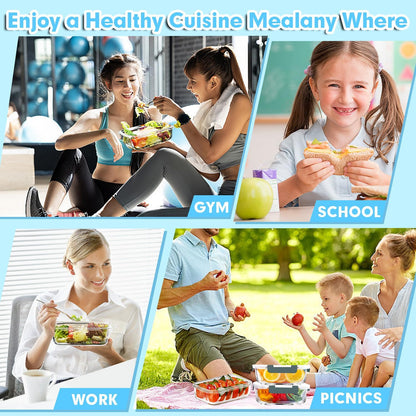 VERONES Glass Meal Prep Containers - 5 Pack Airtight 36 OZ Lunch Storage Set | BPA-Free, Microwave & Oven Safe, Grey