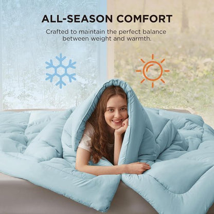 Bedsure Comforter Duvet Insert - All-Season Quilted Down Alternative Bedding, Cal King 96x102", Light Spa Blue