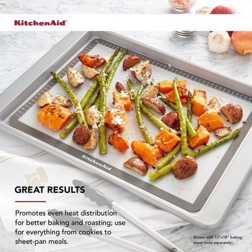 KitchenAid Silicone Baking Mat - Large 12x17-Inch Gray Design for Easy Baking