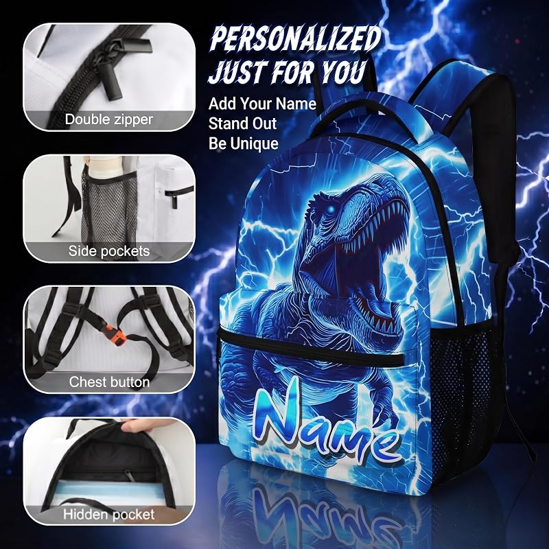 Dinosaurs-1 Custom Name Backpack for Boys - Personalized School Backpack