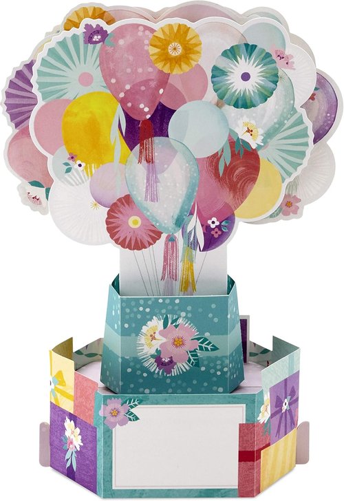Hallmark Pop-Up Birthday Card - Beautiful Flower Balloons Design for Women | Unique Gift Idea
