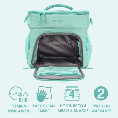 Bentgo Prep Deluxe Insulated Multimeal Bag - Holds 5 Meals, Premium Insulation Up to 8 Hrs | Large Capacity, Coastal Aqua